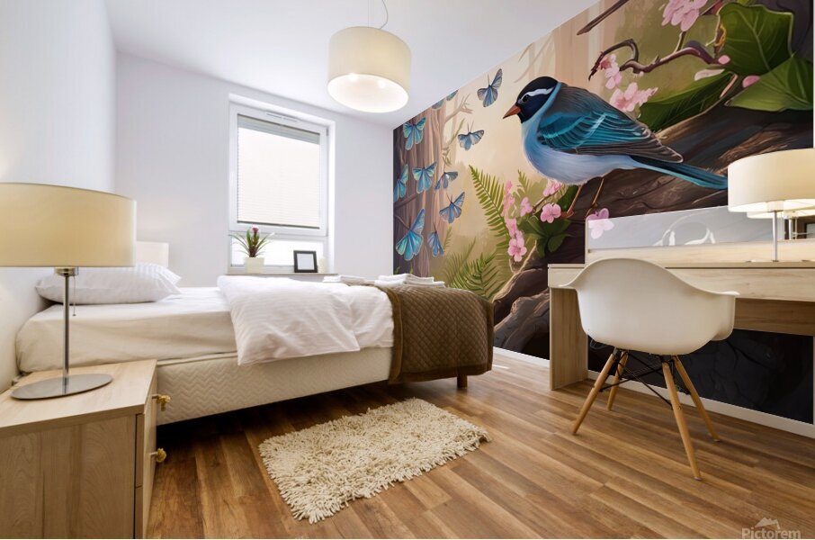 high above the forest floor bathed in the warm gl Mural print