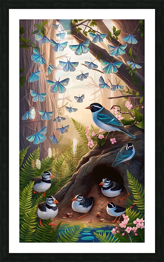 high above the forest floor bathed in the warm gl Picture Frame print