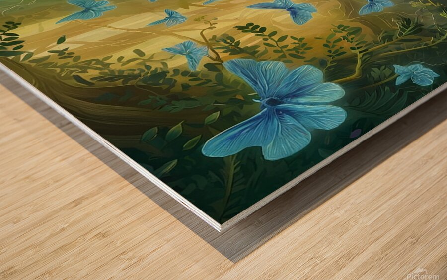 a breathtaking illustration of a magical forest  Wood print