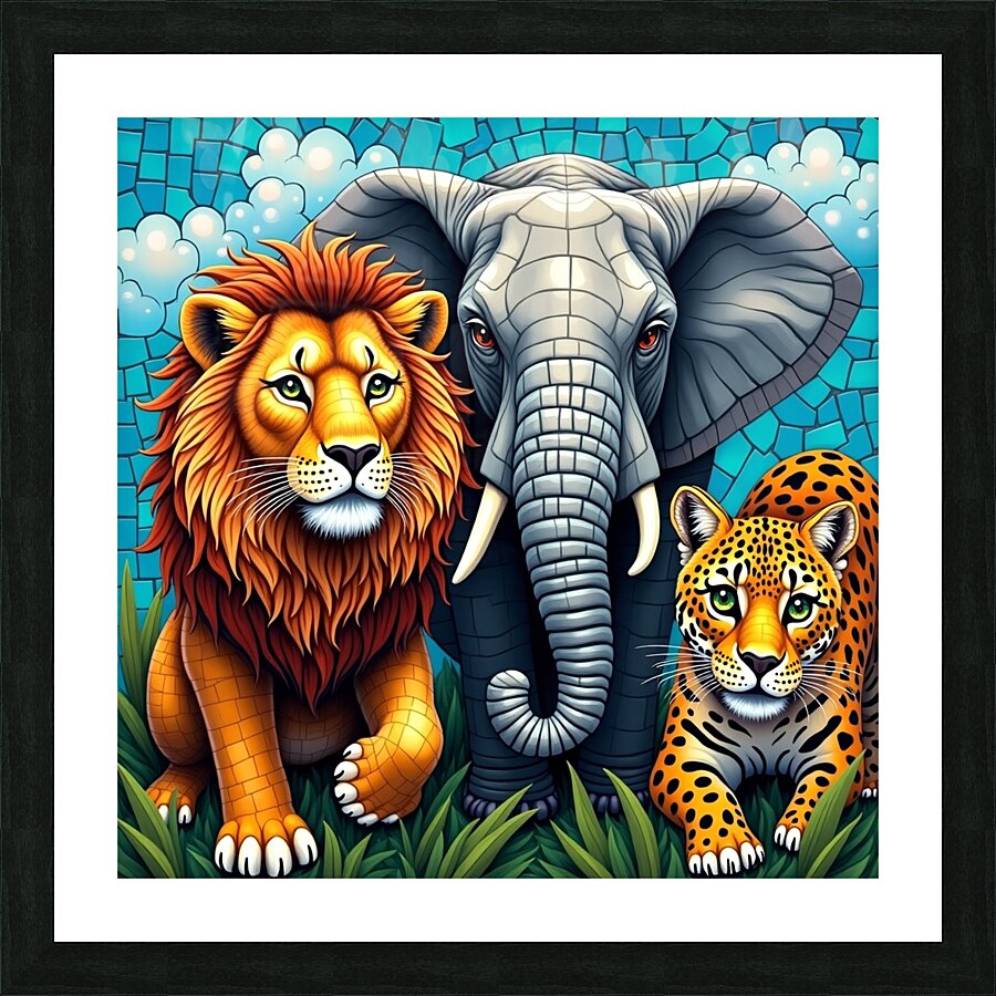 Flux Dev A vibrant mosaic artwork featuring a dyn Picture Frame print