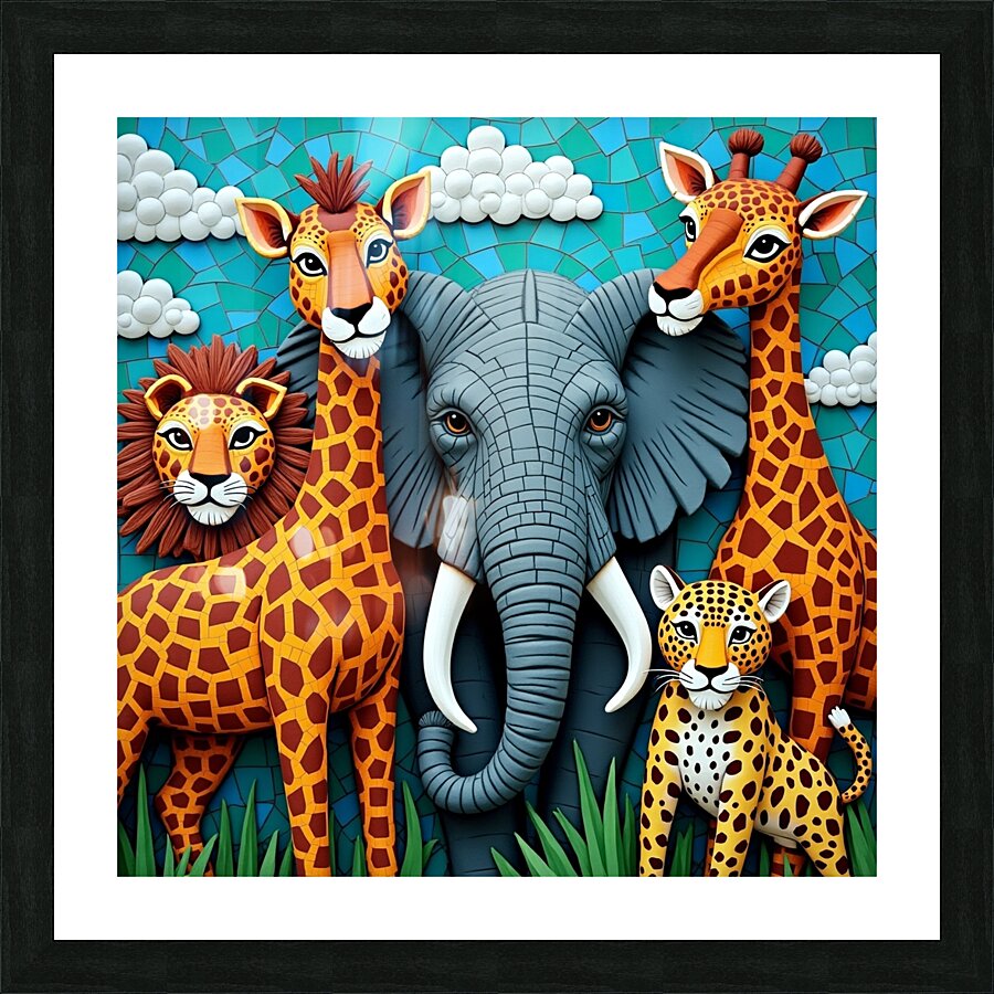 Flux Dev A vibrant mosaic artwork featuring a dyn Picture Frame print