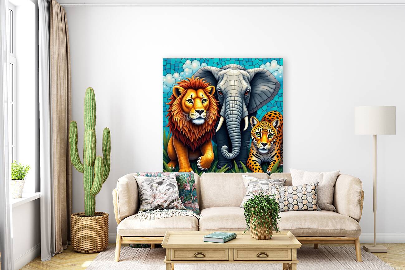 Flux Dev A vibrant mosaic artwork featuring a dyn Reproduction