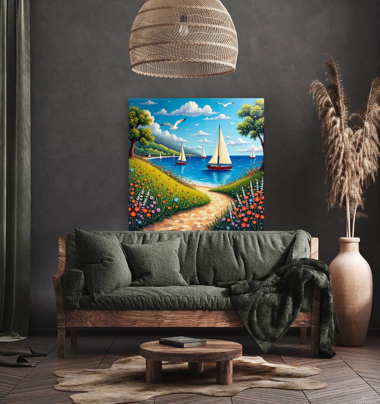 Flux Dev A vibrant and colorful mosaic artwork de Reproduction