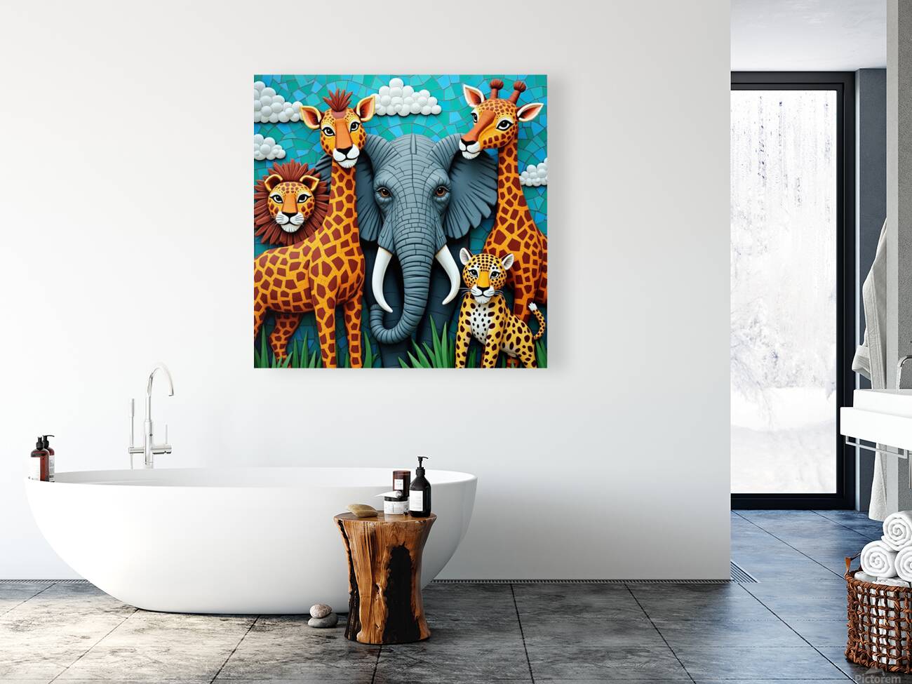 Flux Dev A vibrant mosaic artwork featuring a dyn Reproduction