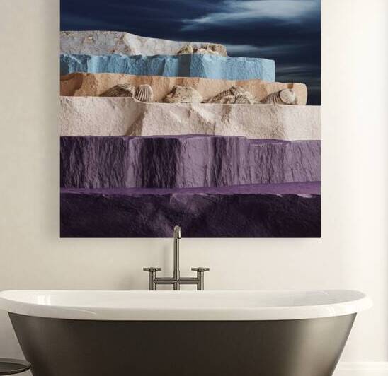 a 3d render of a geology scene with layers of roc by Asmaya