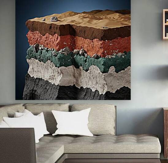 a 3d render of a cross section of the earth s cru by Asmaya