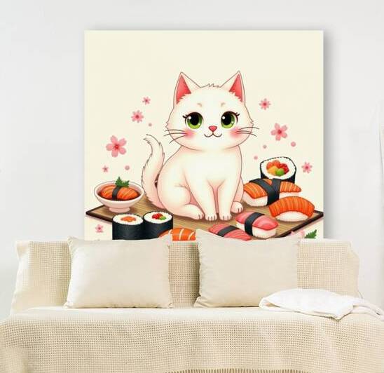Flux Dev A whimsical illustration of a serene cat by Asmaya