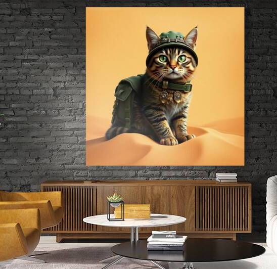 Flux Schnell A majestic camouflaged cat with pier by Asmaya
