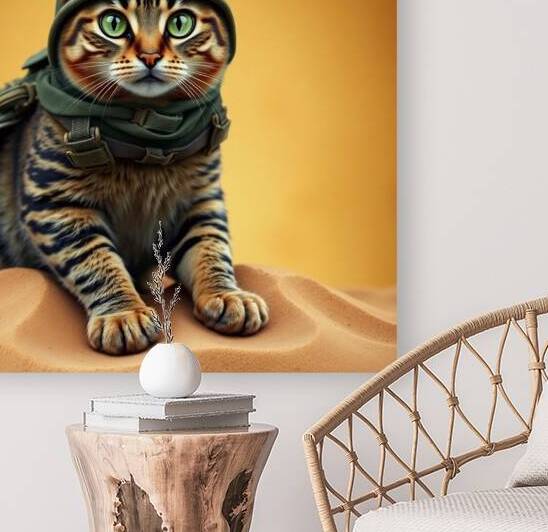 Flux Schnell A majestic camouflaged cat with pier by Asmaya