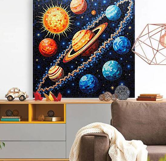 Flux Dev A vibrant geometric mosaic artwork depic by Asmaya