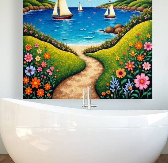 Flux Dev A vibrant and colorful mosaic artwork de by Asmaya