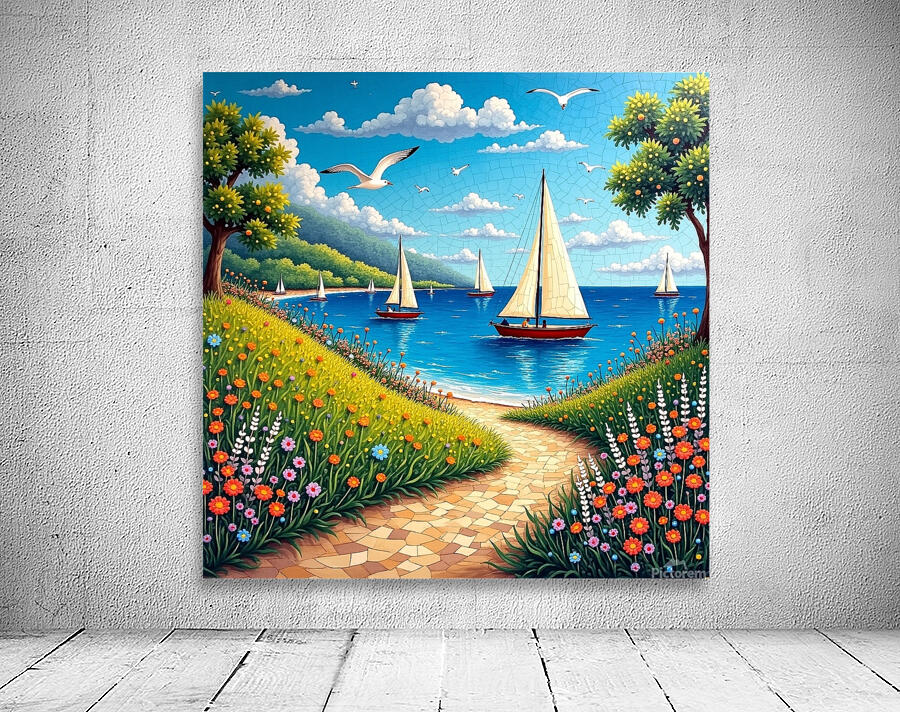 Flux Dev A vibrant and colorful mosaic artwork de Wall Preview