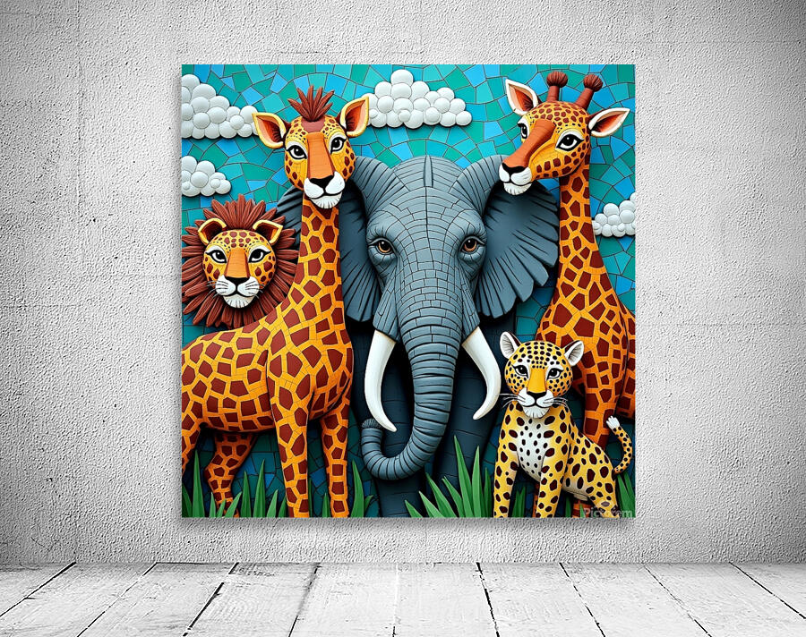 Flux Dev A vibrant mosaic artwork featuring a dyn Wall Preview