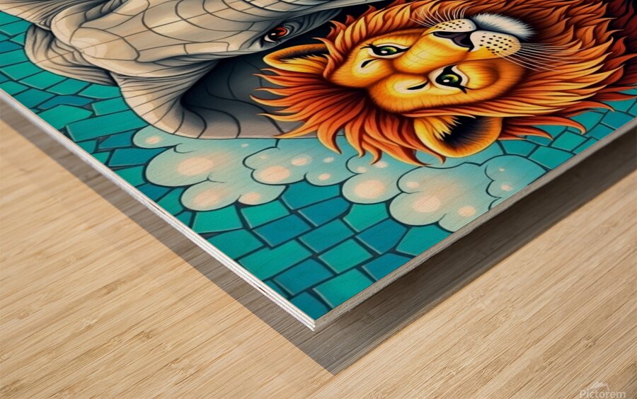 Flux Dev A vibrant mosaic artwork featuring a dyn Wood print