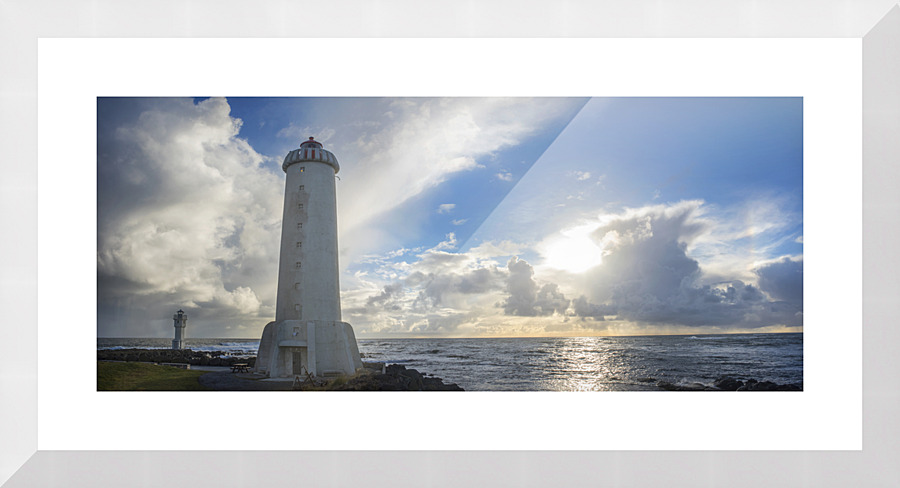 lighthouse sunset Picture Frame print