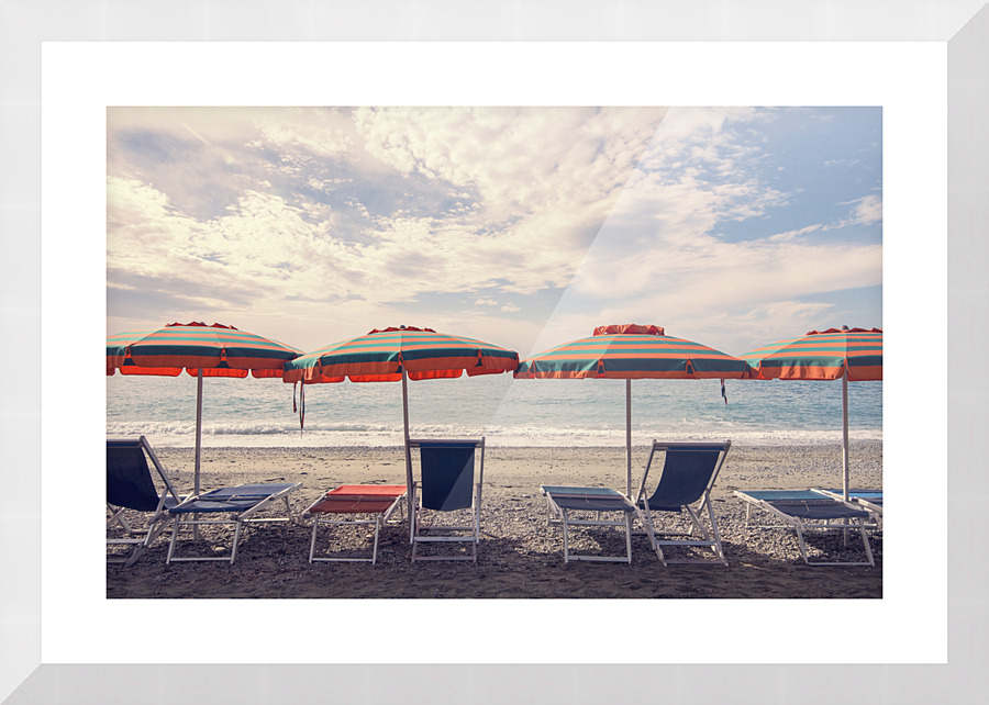 monterosso umbrellas Picture Frame print