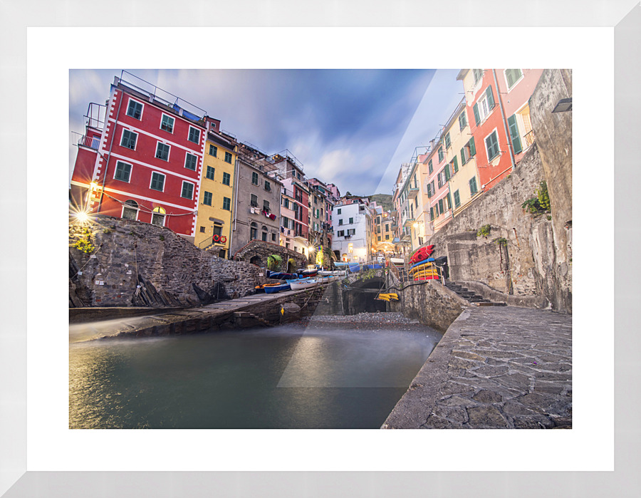 riomaggiore at night Picture Frame print