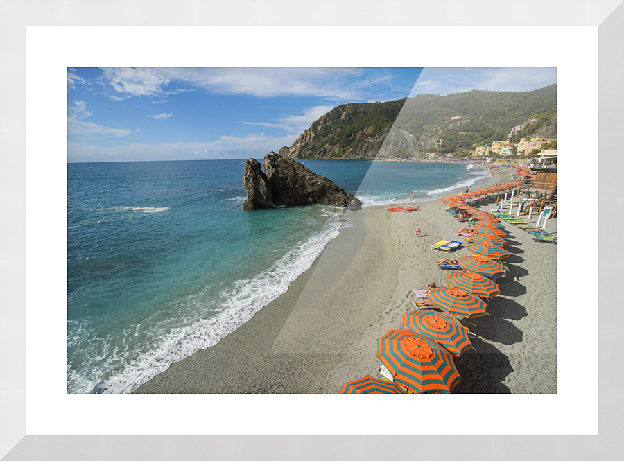 monterroso beach umbrellas Picture Frame print