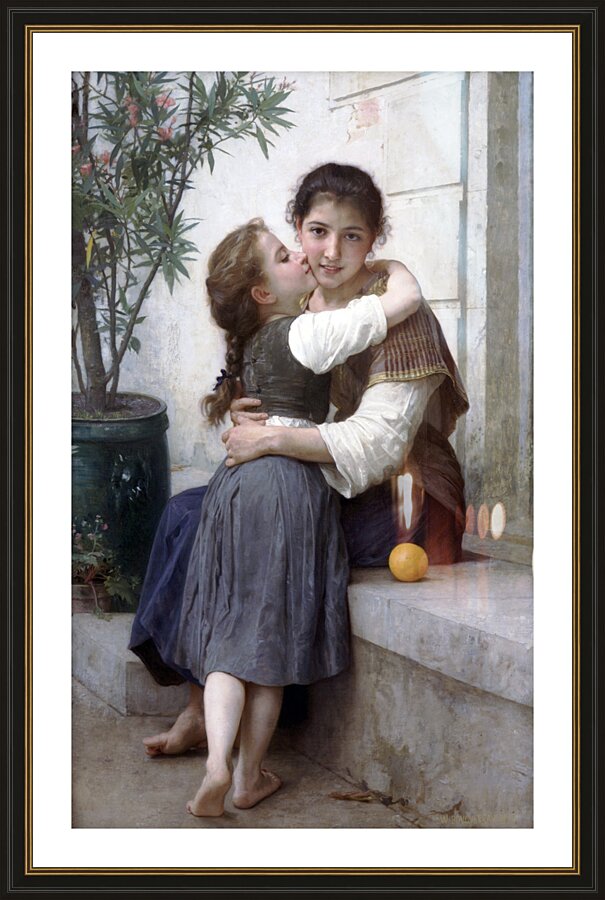 Sisters Kiss Picture Frame print