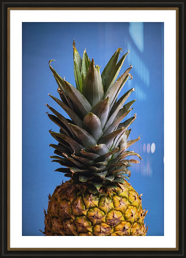 Pineapple In Blue Background Picture Frame print