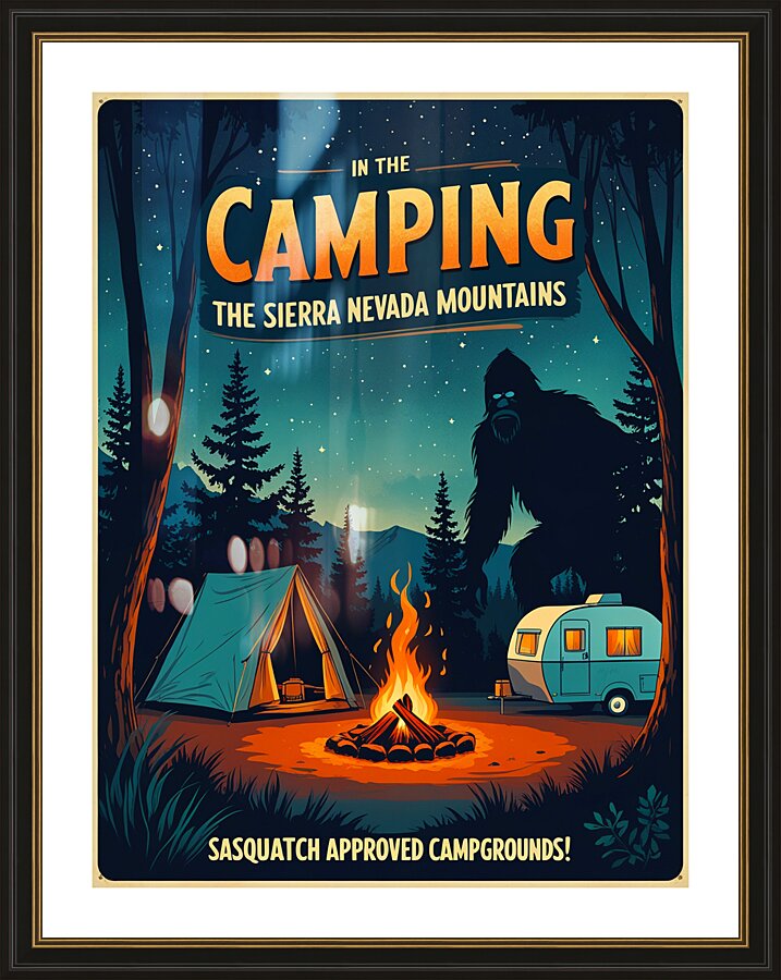 Bigfoot Camping Ground Picture Frame print