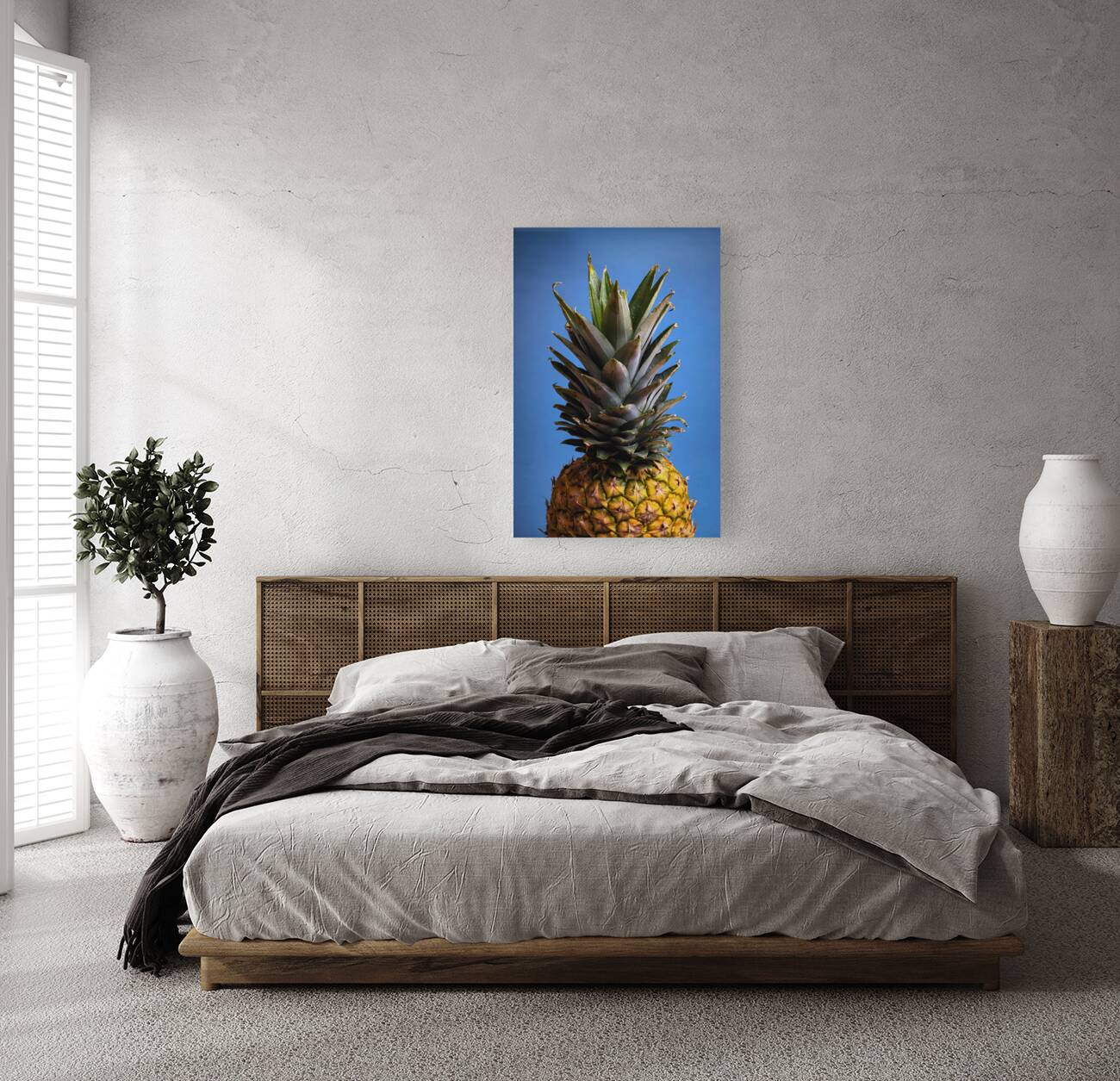 Pineapple In Blue Background Reproduction