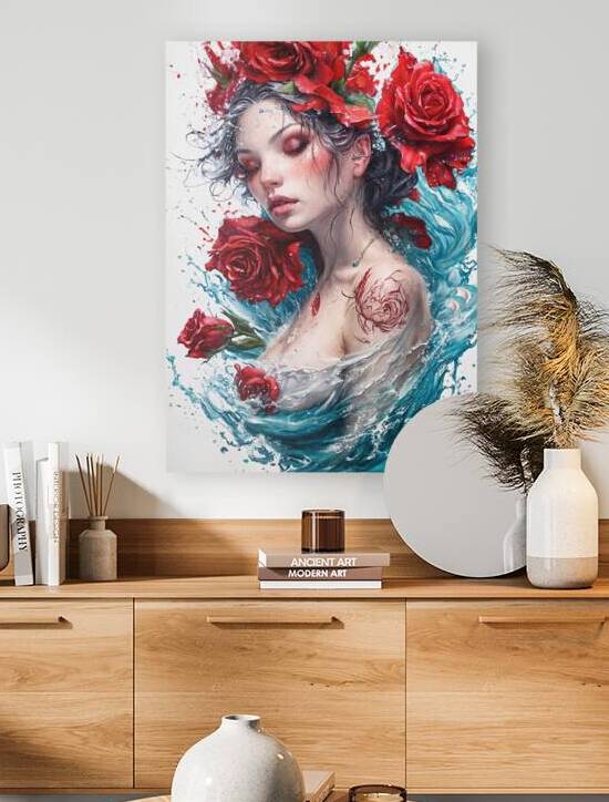 Siren With Red Rose Splash Water by One Simple Gallery