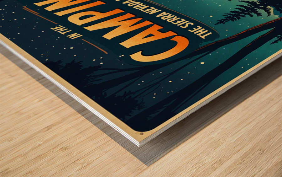 Bigfoot Camping Ground Wood print