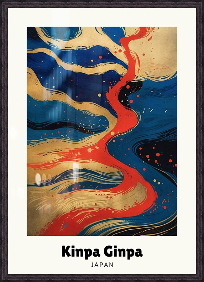 Gold Wave Silver Wave - Kinpa Ginpa, Japanese abstract art print by KOSAKI DESIGN, F02 edition