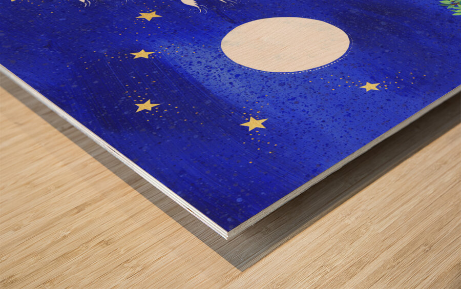 Nighttime Neighborhood Wood print