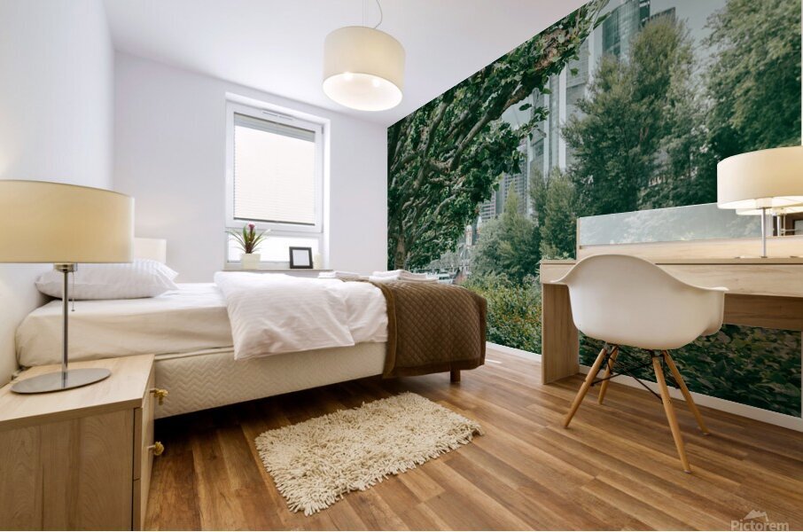 green forest city Mural print