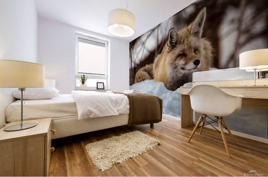 Settling in for the evening Mural print