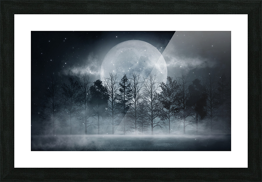 dark abstract winter forest background  1  Picture Frame print