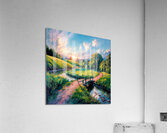 Rural wooden bridge landscape Acrylic Print