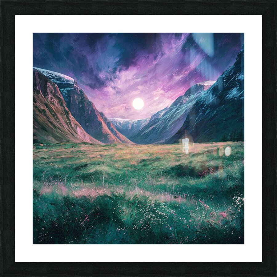 Landscape with a full moon Picture Frame print
