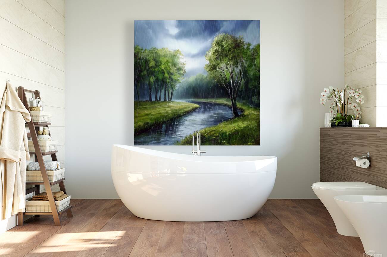Rain shower landscape Reproduction