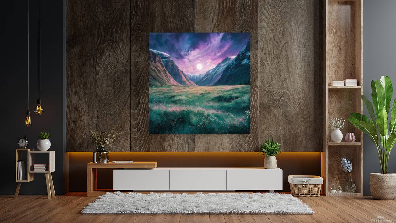 Landscape with a full moon Reproduction