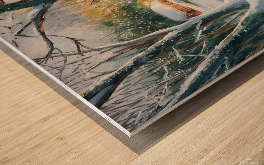 Forest winter landscape Wood print