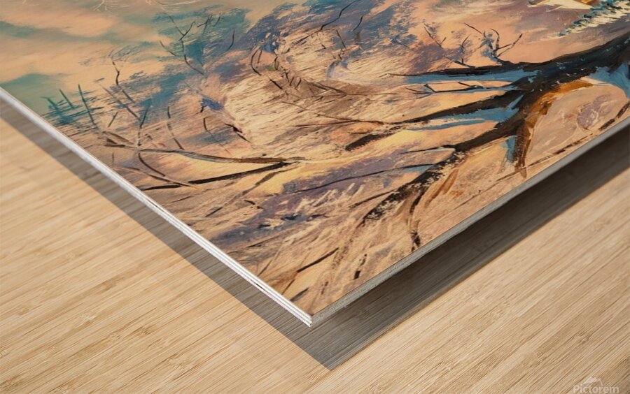 Forest winter landscape Wood print