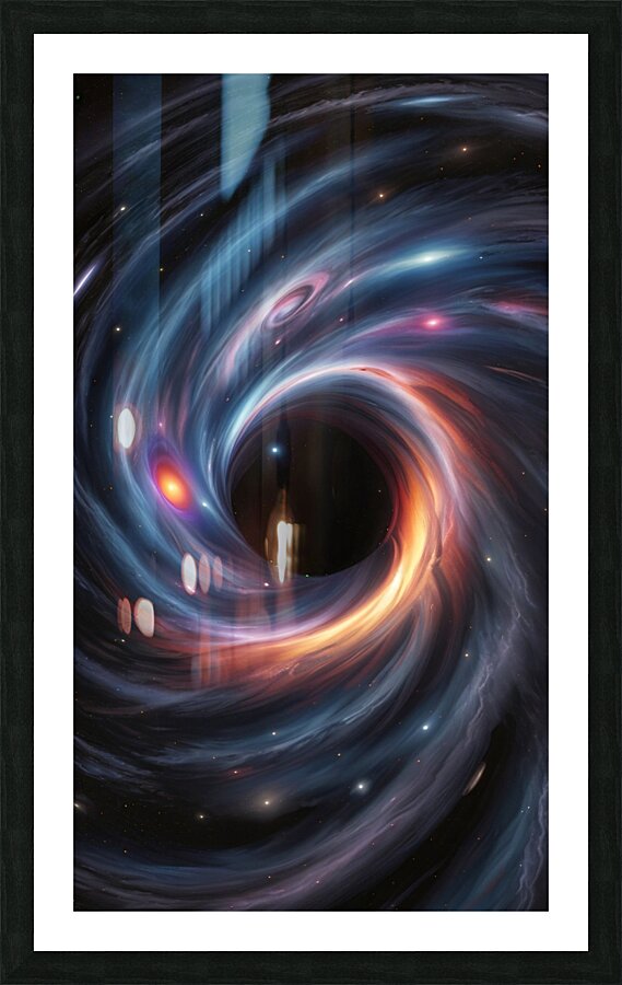 Incredible force of a supermassive black hole as it gracefully interacts with a galaxy Picture Frame print