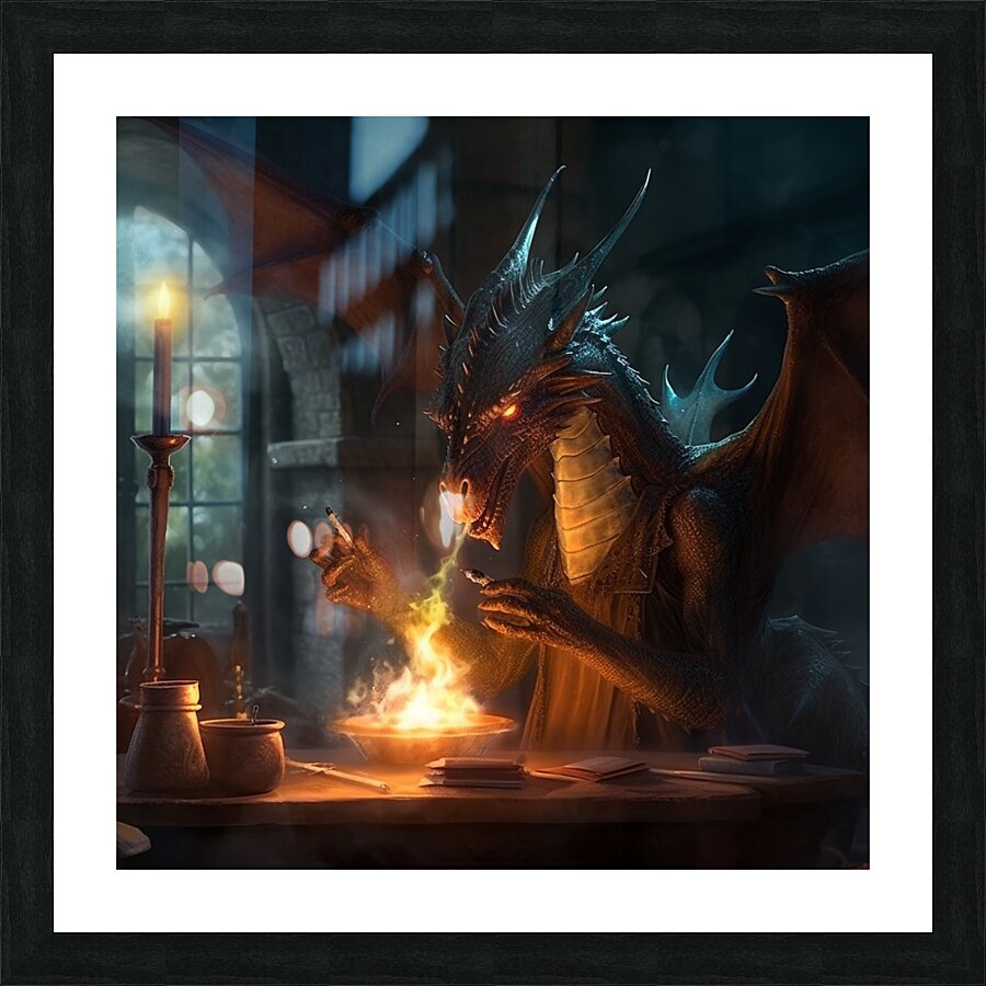 a real dragon casting a spell Picture Frame print
