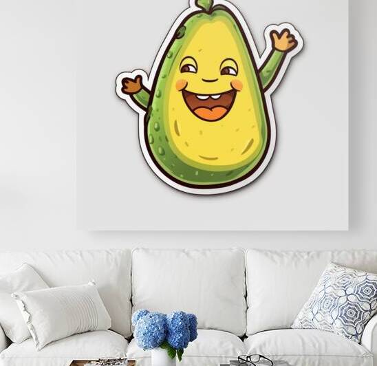 cartoon avocado character with arms up eyes close by artfulartwithles com