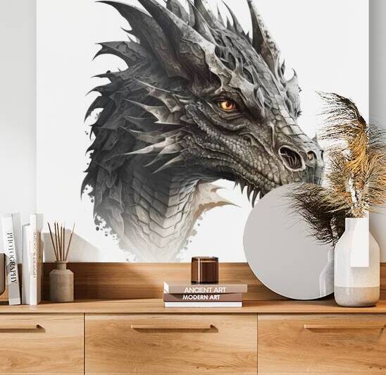 dragon head portrait illustration drawing generat by artfulartwithles com
