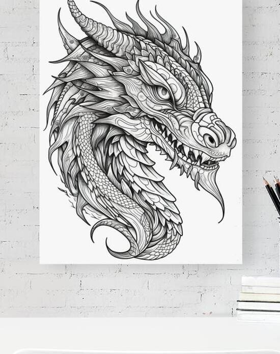 drawing dragons head ai generative image coloring by artfulartwithles com
