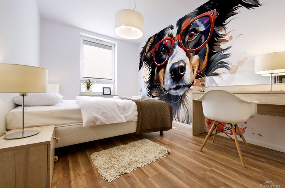 Watercolor Portrait of a Dog 12 Mural print