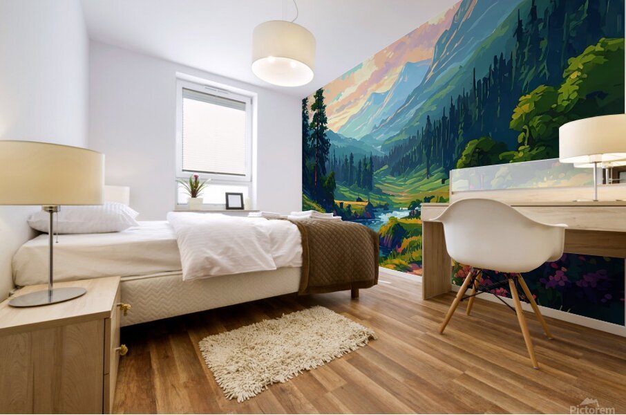 A Tranquil River’s Journey Through Nature’s Canvas 7 Mural print