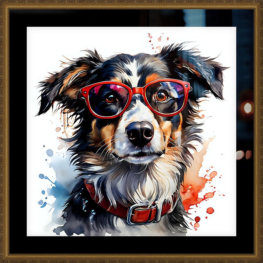 Watercolor Portrait of a Dog 12 Picture Frame print