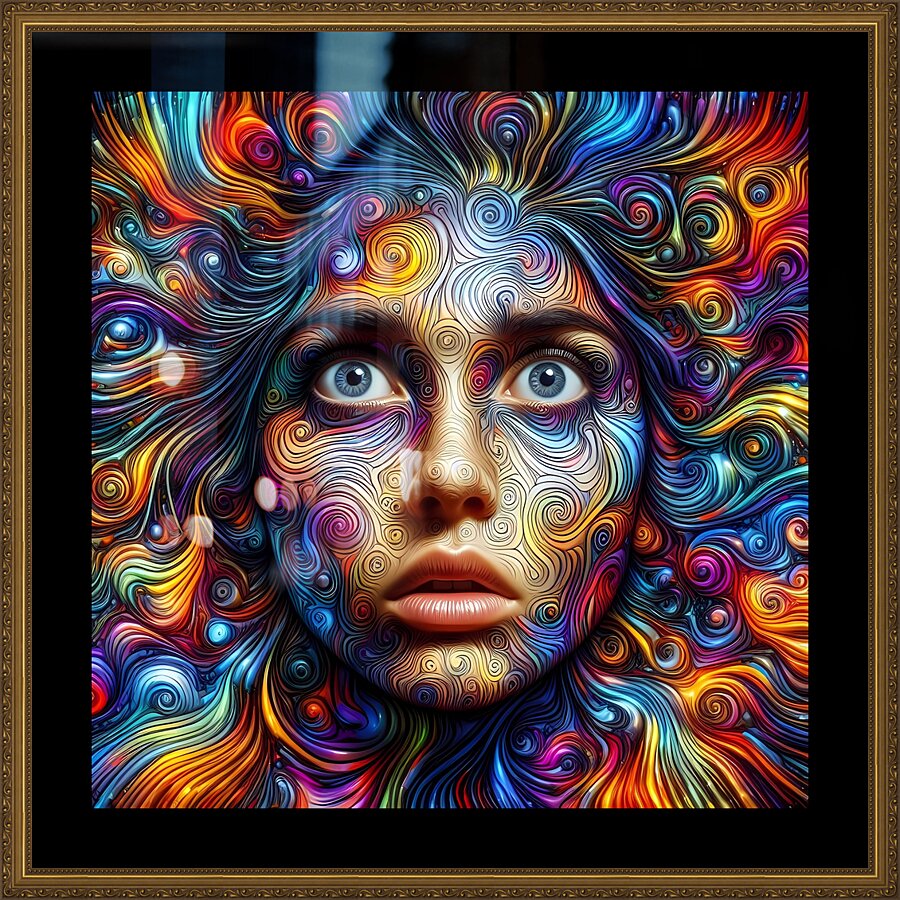 Illustration of a Face with Swirling Patterns 1 Picture Frame print