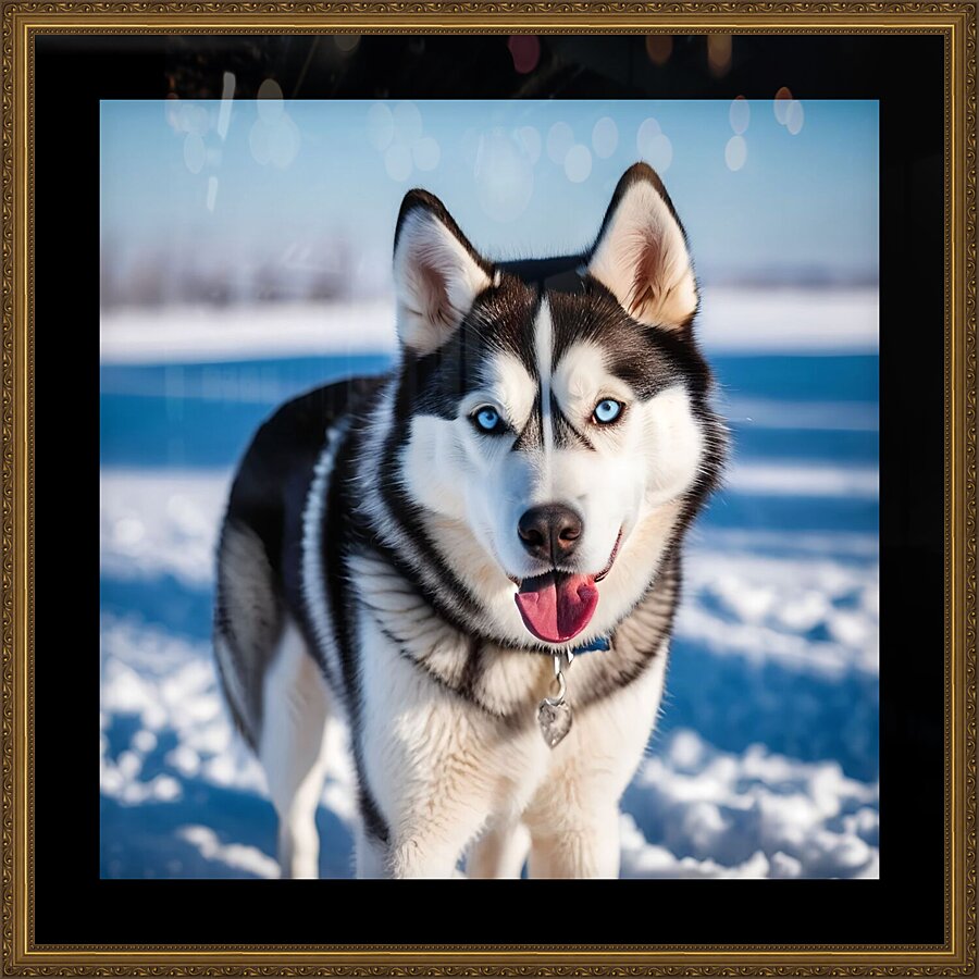 A Canine Journey through the Snow-Covered Forest 1 Picture Frame print