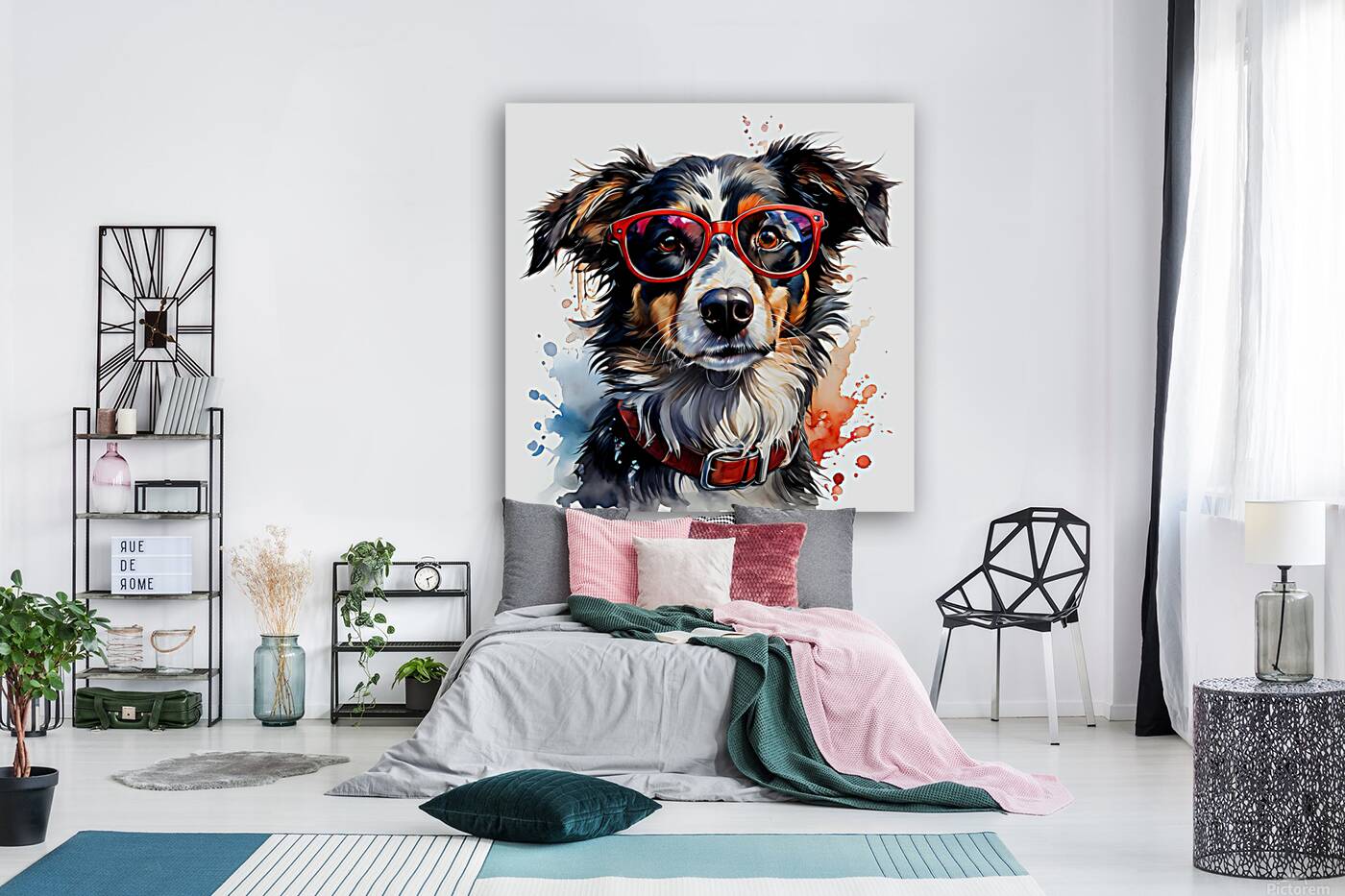 Watercolor Portrait of a Dog 12 Reproduction